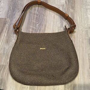 Eric Javits Ny woven tan brown handbag.